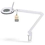Lumeno LED Lupenleuchte 7218GR Lupenlampe mit 127 mm Echtglaslinse, Arbeitsplatzlampe,...