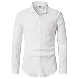 Langarm Hemden für Herren Baumwolle Leinen Casual Button-Down-Oberteile Stilvolles einfaches Revers...