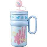Disoza 540 ml Blau Niedliche Kritzeleien Kaffeebecher to go mit Teesieb und Thermobecher...