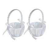 Blumenkörbe 2pcs Mädchen Korb Hochzeitskorb Weiße Satin romantische Bogenknoten Körbe mit...