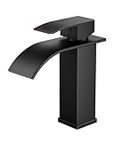 FORIOUS Wasserhahn Bad Schwarz,Wasserfall Waschtischarmatur Einhandmischer Armatur Waschbecken mit...