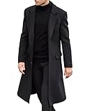 ECDAHICC Herren Casual Slim Fit Wollmantel Lange Jacke Kerbkragen Trenchcoat Einreihiger Mantel...