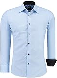 J'S FASHION Herren-Hemd - Slim-Fit - Langarm-Hemd Freizeithemd - Bügelleicht - Hellblau M