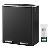 SONGMICS Mülleimer, 2 x 30 Liter, 2 Fächer, Mülltrennsystem, Treteimer, Abfalleimer Küche, 15...