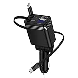4 in 1 Zigarettenanzünder USB C Einziehbares Auto Ladekabel Ladegerät, 12V Typ C KFZ Handy...