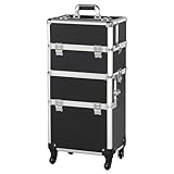 Yaheetech 3 in 1 Friseurkoffer Alu Kosmetikkoffer Trolley Beautycase Koffer Trolley mit Schlösser...