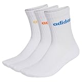 adidas Unisex Linear Crew Cushioned Socks 3 Pairs, white/Pure Orange/Semi Ice Tangerine Mel./ray...