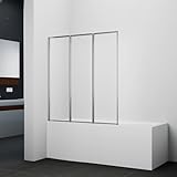 MARWELL Badewannenfaltwand Moon 120x130 cm – 3-teilige faltbare Duschabtrennung für Badewanne –...