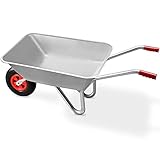GARDEBRUK® Schubkarre Scheibtruhe Bauschubkarre 80L verzinkt leicht 80kg Belastbarkeit Gummigriffe...