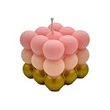 Bubble Kerze Candle, Deko Kerze aus Paraffinwachs | Geruchslos | Handmade Kerzen | Gold und Pink...