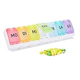 GeekerChip Tablettenbox 7 tage,Pillendose 7 Tagemedikamentenbox,Leicht Zu Öffnen,Bequem und...