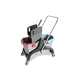 Hypafol Profi Putzwagen Reinigungswagen Gewerbe Black Edition | 2x25l Wischeimer mit Trennwand &...