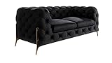 S-Style Möbel Bellano Chesterfield Sofa 2-Sitzer 2er Couch Wohnzimmer Möbel Freistehend mit...