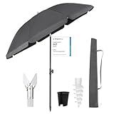 Sekey 180 cm Sonnenschirm Balkon mit Bodenhülse & Schutzhülle, Neigungs und Höhenverstellung,...