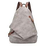 Retro Segeltuch Rucksack PU Vintage Rucksäcke PU Leder Daypack Reisetasche Schulterrucksack für...