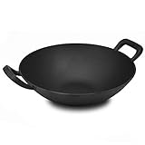 FireRocket Gusseisen Wok 34cm | Robuster Cast Iron Wok | Geeignet für Gasgrill Kohlegrill...