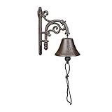 Relaxdays Türglocke Gusseisen, antikes Design, Gartenglocke Vintage, mit Kordel, Glocke für...