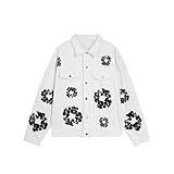 HAOZYUN Damen- Und Herrenmodell Mit Kapokblütenmuster Jeansjacke Jeanshose Mit Farbverlauf Locker...