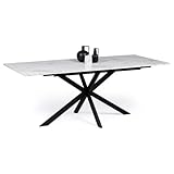 IDMarket Esstisch, ausziehbar, rechteckig, Alix, 6-10 Personen, Spinnenfuß, Metall, Schwarz, Platte...