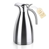 1.5L Thermoskanne Isolerkanne, Kaffeekanne Edelstahl Doppelwand Vakuum Isolierte, Kaffeekanne Thermo...