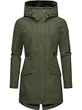 Ragwear Leichter Damen Übergangsparka Langer Regenmantel wasserdicht und atmungsaktiv mit großer...