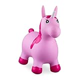 Relaxdays 10024989_52, pink Hüpftier Einhorn, inklusive Luftpumpe, Hüpfpferd bis 50 kg, BPA frei,...