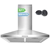COMFEE' CH60A17EM400SS A++ Dunstabzugshaube 60cm Umluft & Abluft, Wandhaube mit Aktivkohlefilter,...