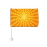 Autoflagge mit gelben Strahlen und orangefarbenem Sonnenschliff, 30 x 45 cm, doppelseitig,...