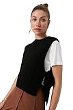 TRENDYOL Damen Crew Neck Plain Regular Vest Sweater, Schwarz, M EU