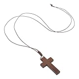 MOBUTOFU Verstellbare Holz kreuz halskette mit Knotenband Symbolischer Anhänger für Herren und...
