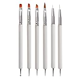 YPYMOD 6 Stück Doppel-Ende Nagel Pinsel, Nageldesign Pinsel, Doppel-Ende Nail Art Pinsel Kit...