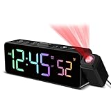 Projektionswecker für Decke Wände, Digitaler Wecker mit 180° Projektor, Temperaturanzeige,...