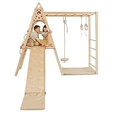 Wood And Hearts Indoor Spielplatz – Spielturm mit Rutsche & Schaukel – Klettern Kinder Indoor,...