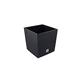 Prosperplast 32L Blumentopf Rattan-Optik Pflanzkübel inkl. Einsatz quadratisch Kunststoff H 32,5 cm...