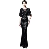 Abendkleid für Damen, Pailletten, Quaste, V-Ausschnitt, Meerjungfrau, Party, Grace-Kleid, Formelle...
