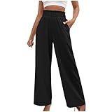 Memmyly Hosen Damen Weites Bein Lounge-Pants Bequeme Pyjamahose Kordelzug Lässig Stoffhose...