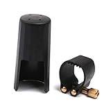 TOBEOME Kunststoff Klarinetten Mundstueck Abdeckkappe Mit PU-Blattschraube Schwarz