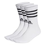 adidas Unisex 3 Stripes Crew Socken, White/Black, XS