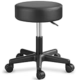 TRESKO Rollhocker höhenverstellbar Schwarz | Drehhocker 10 cm Dicke Polsterung | Arbeitshocker...