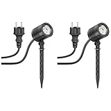 ledscom.de 2 Stück Kleiner LED Gartenstrahler mit Erdspieß TARL für außen, IP65, Stecker,...