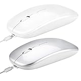 2 x kabellose Maus, Computer-Bluetooth-Maus, leise, PC-Maus, wiederaufladbar, ergonomisch, 2,4 GHz,...