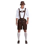 Lederhose Herren, Lederhose Herren Tracht Elegante Trachtenhose Langarmshirts Mützen und Kurze...