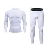 Mymyguoe Thermounterwäsche Herren Sport Running Set Kompressionsshirt + Hose Hautdicht Lange Ärmel...