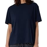 Schiesser Damen Schlafshirt Kurzarm Baumwolle - Mix + Relax Pyjamaoberteil, Dunkelblau_179267, 40 EU