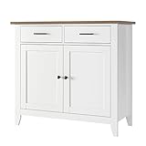 HOCSOK Küchenschrank mit Arbeitsplatte, Sideboard mit 2 Schubladen und 2 Türen, Buffetschrank für...