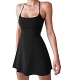 ThreeH Damen Workout-Kleid mit integrierter Shorts Sommerkleid für Golf Sportlich, Schwarz, Klein