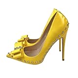 WRTYBHKOLUS Damen Pumps 12CM Bogennieten Geschlossen Stiletto High Heels Geeignet für Tägliche...