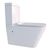 KeraBad Randlose Stand-WC Kombination mit Spülkasten WC-Sitz Duroplast Absenkautomatik...