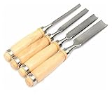 Stechbeitel Set, Stechbeitelsatz, Holzmeißel-Set mit Griff, Zimmerei-Werkzeuge, 4 Stück