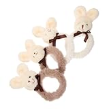 BESTYASH 4 Stück Plüsch Hasenohren Haargummi Teilig Flauschige Bunny Haarbänder Elastisch Weiche...